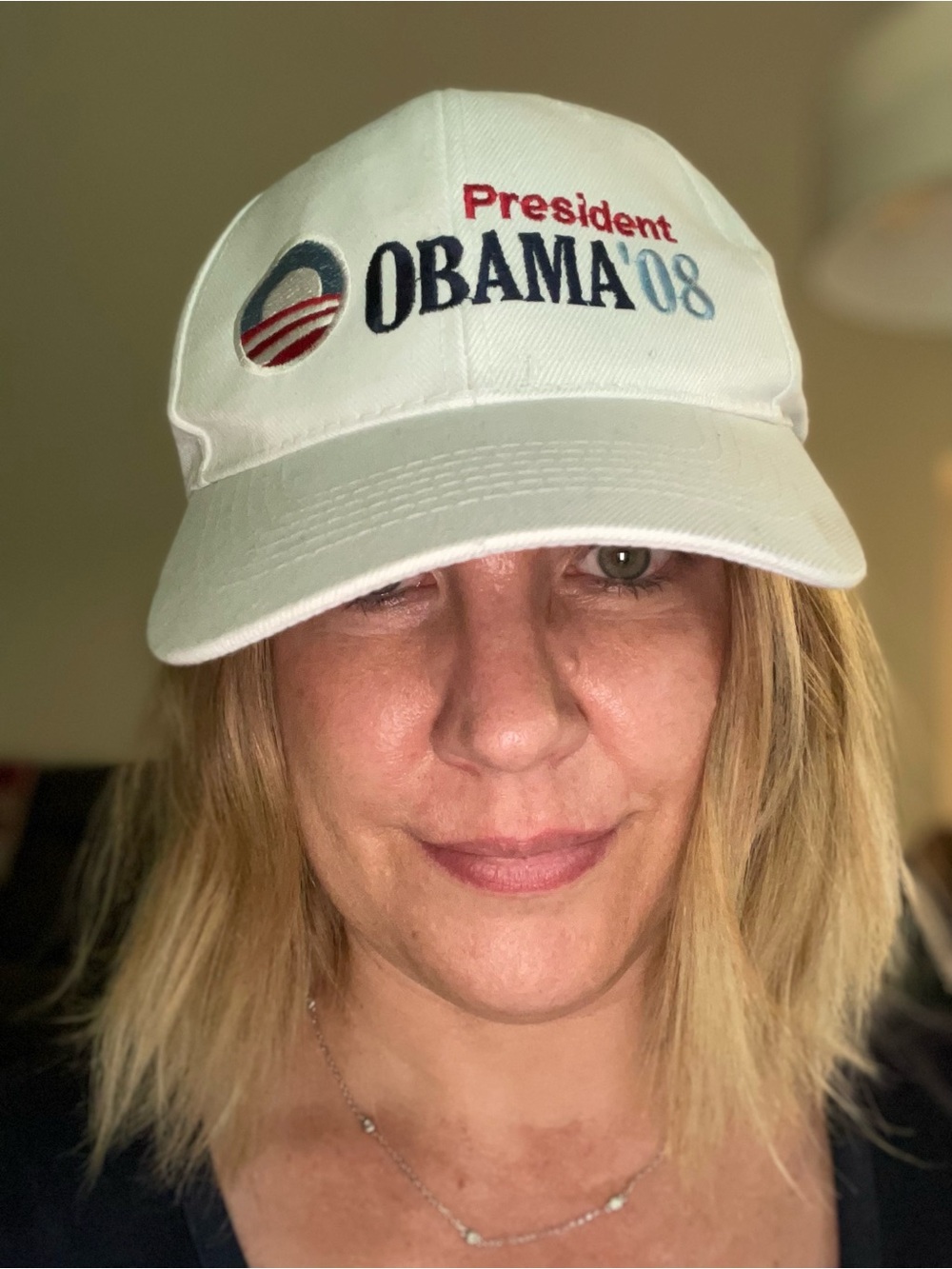 Obama '08 White Embroidered Baseball Cap